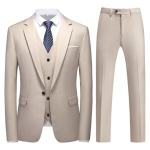 Men's 3-Piece Suit Wedding Slim Fit One-Button Tuxedo Suits 3 Piece for Party Comfort Blazer Jacket and Trousers Vest