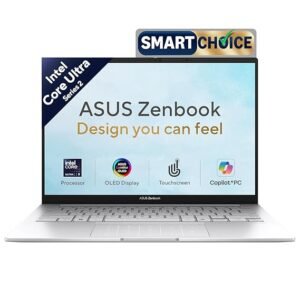ASUS Zenbook 14 (2026),Smartchoice,Intel Core Ultra 9 285H,32GB RAM,1TB SSD,OLED,Touchscreen,14"(35.5 cm),Win 11,M365 Basic(1Y)* Office 24,Foggy Silver,1.28 Kg,UX3405CA-QL1113WS,Thin & Light Laptop