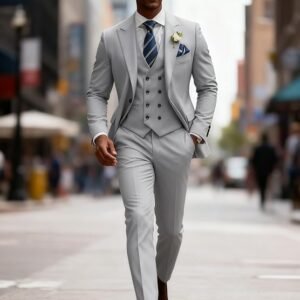 Mens Suit 3 Piece Slim Fit Suits for Men Double Breasted Suit Wedding Prom Suits Formal Business Dinner Tuxedo